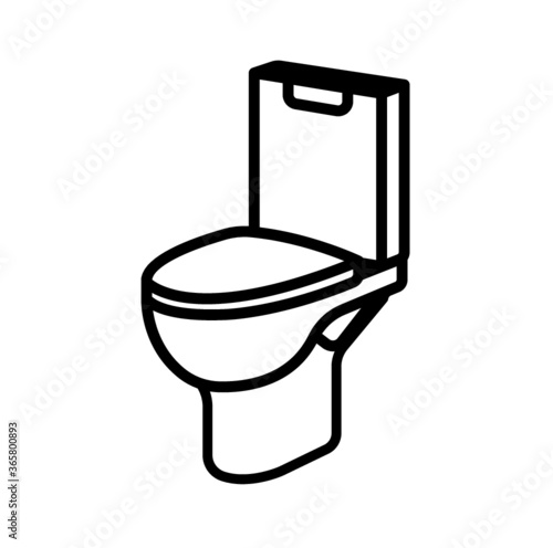 Toilet bowl with wc paper and wc brush