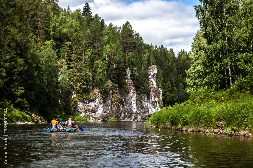 rafting on catamarans on the Ural rivers