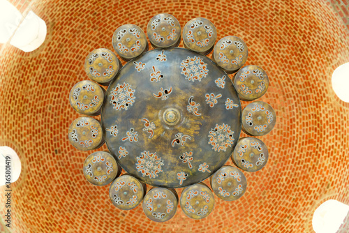 Vintage ceiling chandelier in Arabic style. photo