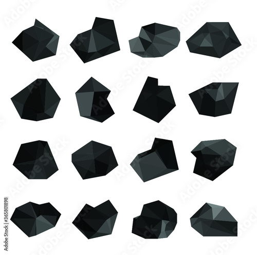 Set of vector black coals
