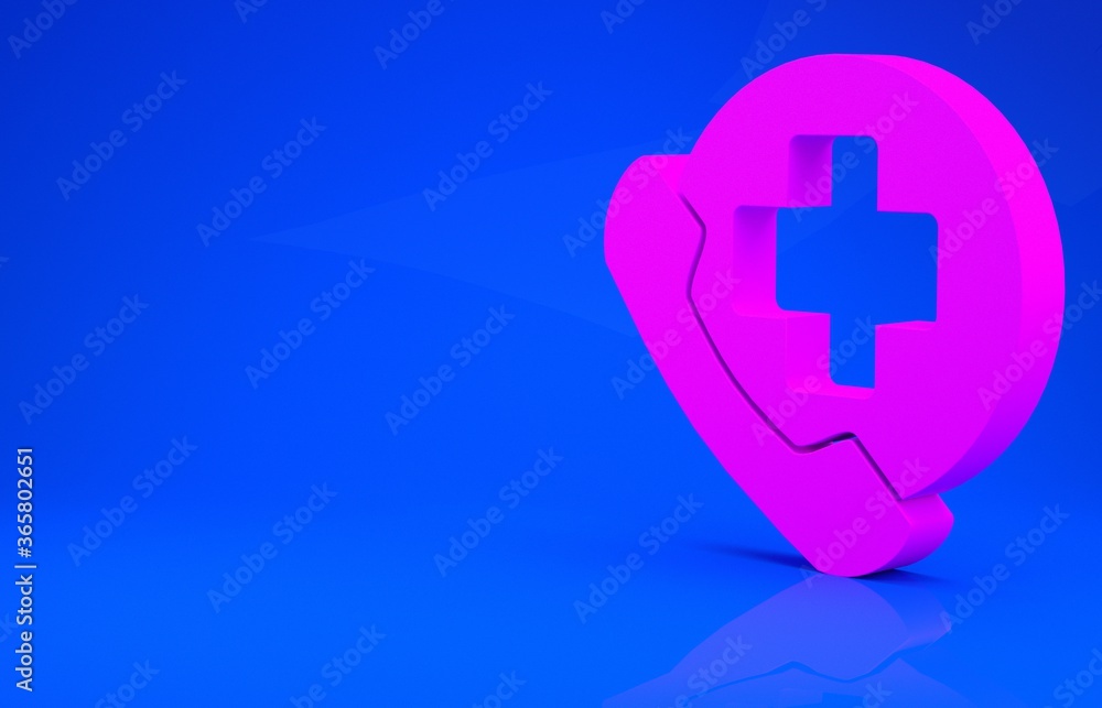 Pink Emergency phone call to hospital icon isolated on blue background. Minimalism concept. 3d illustration. 3D render. Pink Emergency phone call to hospital icon isolated on blue background. Minimalism concept. 3d illustration. 3D render.