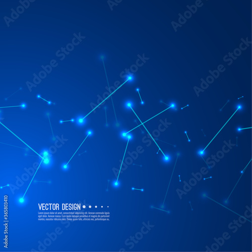 Virtual abstract background with particle, molecule structure. Genetic and chemical compounds. Science and connection concept. Social network. Techno vector illustration.