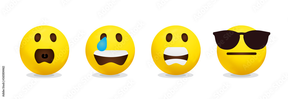 Obraz premium Smileys emoticons, emoji vector set - Mouths Facial Expressions, Cartoon Lips And Tongues.
