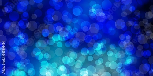 Light BLUE vector layout with circle shapes. Illustration with set of shining colorful abstract spheres. Design for your commercials.