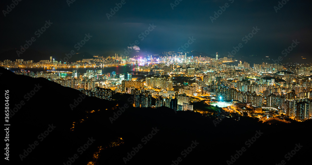 Skyline of urban architectural landscape in Hong Kong, cityscape view of Hong Kong
