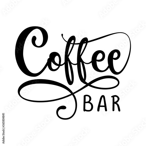 COFFEE bar logo - design for Bars, restaurants, coffe shops, flyers, cards, invitations, stickers, banners. Hand painted brush pen modern calligraphy isolated on white background.