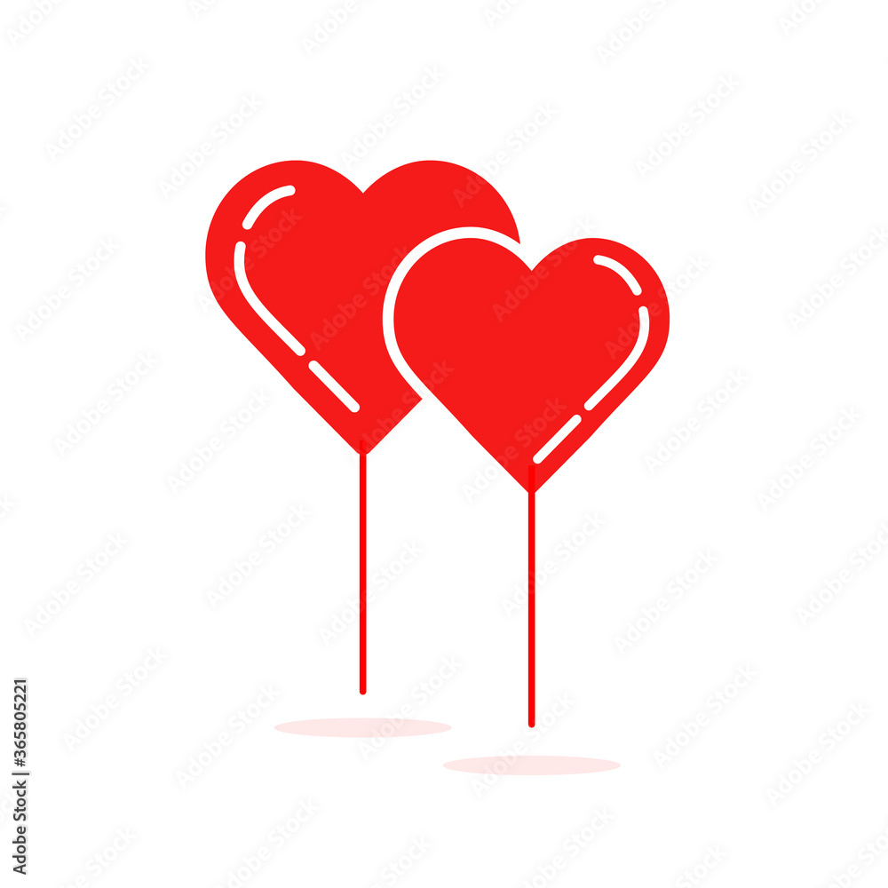Balloons in form of heart .Valentines day. Vector