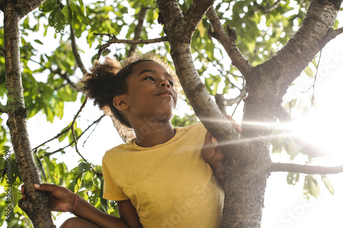 Little girl on the tree