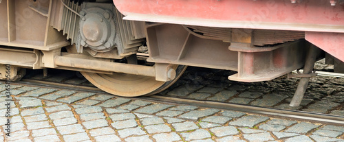 detail of a tram in lisbon