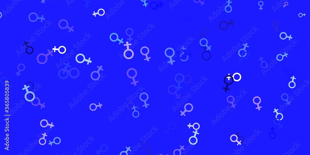 Light Purple vector background with woman symbols.