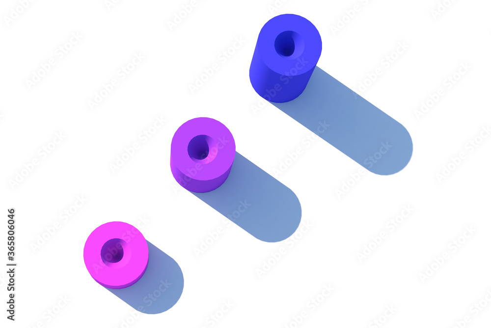Naklejka premium 3d images of cylinder hole. Design colors chart on white background. Design print for illustration, diagram, template, business. Set 1