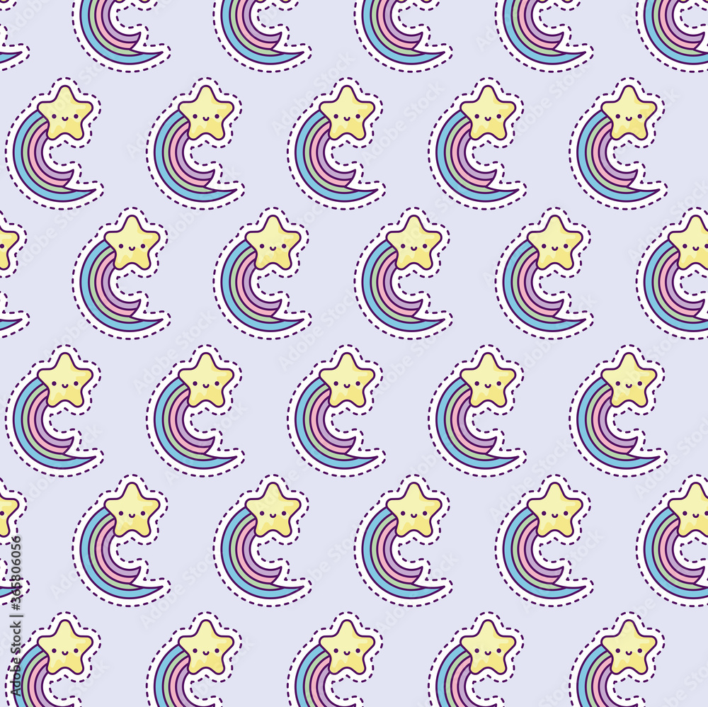 Obraz premium pattern with rainbow and star, patch style