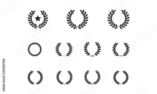 Laurel wreath vector award branch victory icon. Winner laurel wreath vintage leaf emblem.