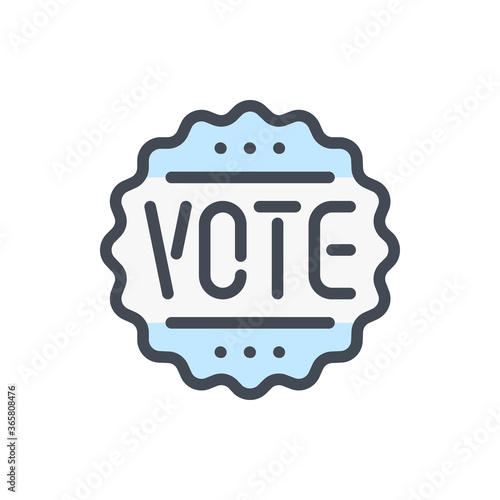 VOTE Badge color line icon. Vote Ribbon Emblem vector outline colorful sign.