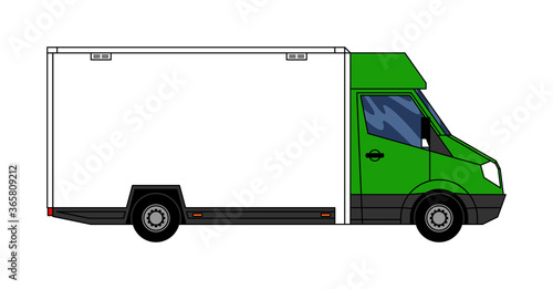 Truck with space for text or logo on its trailer