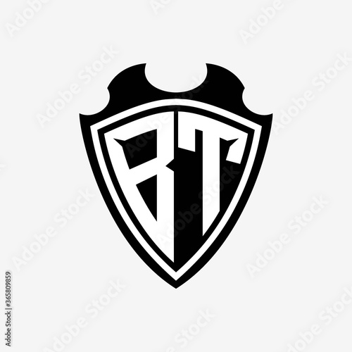 BT initials monogram logo shield designs a modern