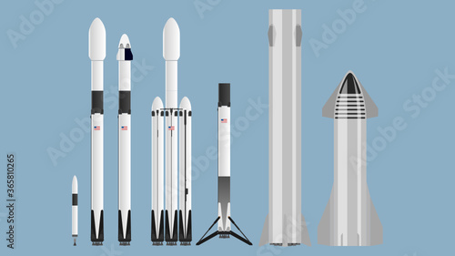 SpaceX Rocket Set Falcon 1 Falcon 9 Starship photo