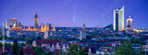 Comet  Neowise over Skyline Leipzig Germany photo