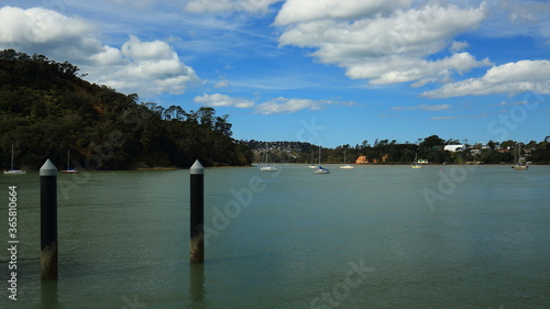 Scenic view over water near Hobsonville Ferry Terminal, Catalina Bay, Auckland, NZ