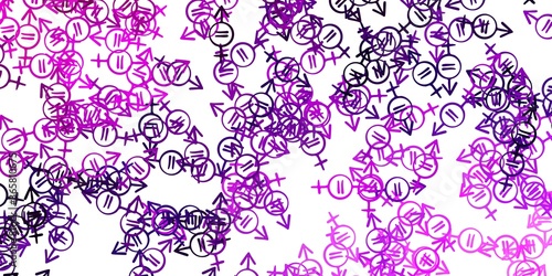 Light Purple, Pink vector pattern with feminism elements.