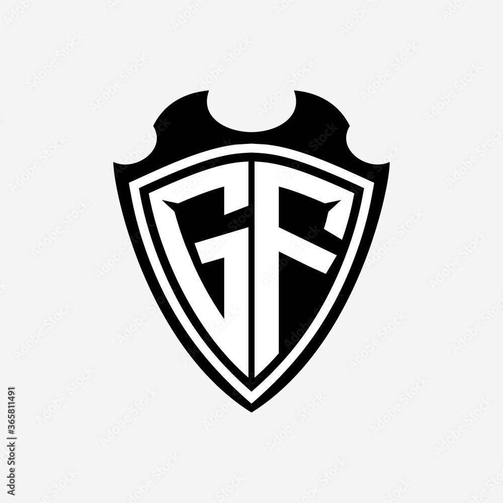 GF initials monogram logo shield designs a modern