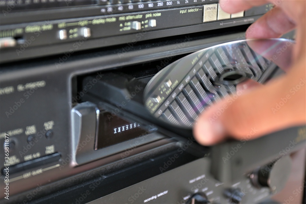 hand holding audio mixer