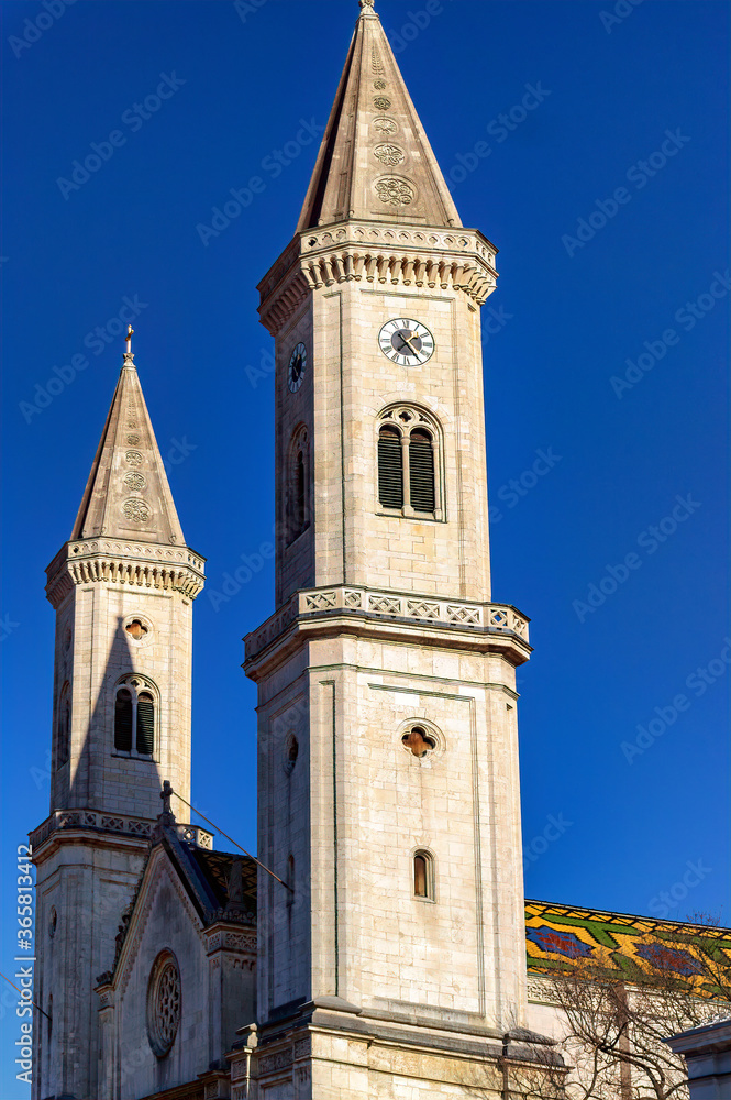 Towers of St. Ludwig Church in Munich, Germany.