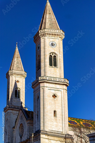 Towers of St. Ludwig Church in Munich, Germany.