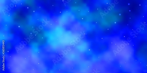 Dark BLUE vector texture with beautiful stars. Shining colorful illustration with small and big stars. Pattern for new year ad  booklets.