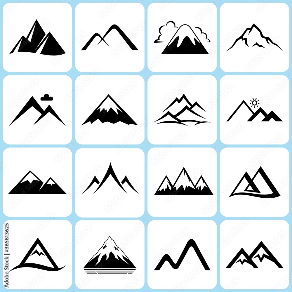 Mountain peaks signs logo set