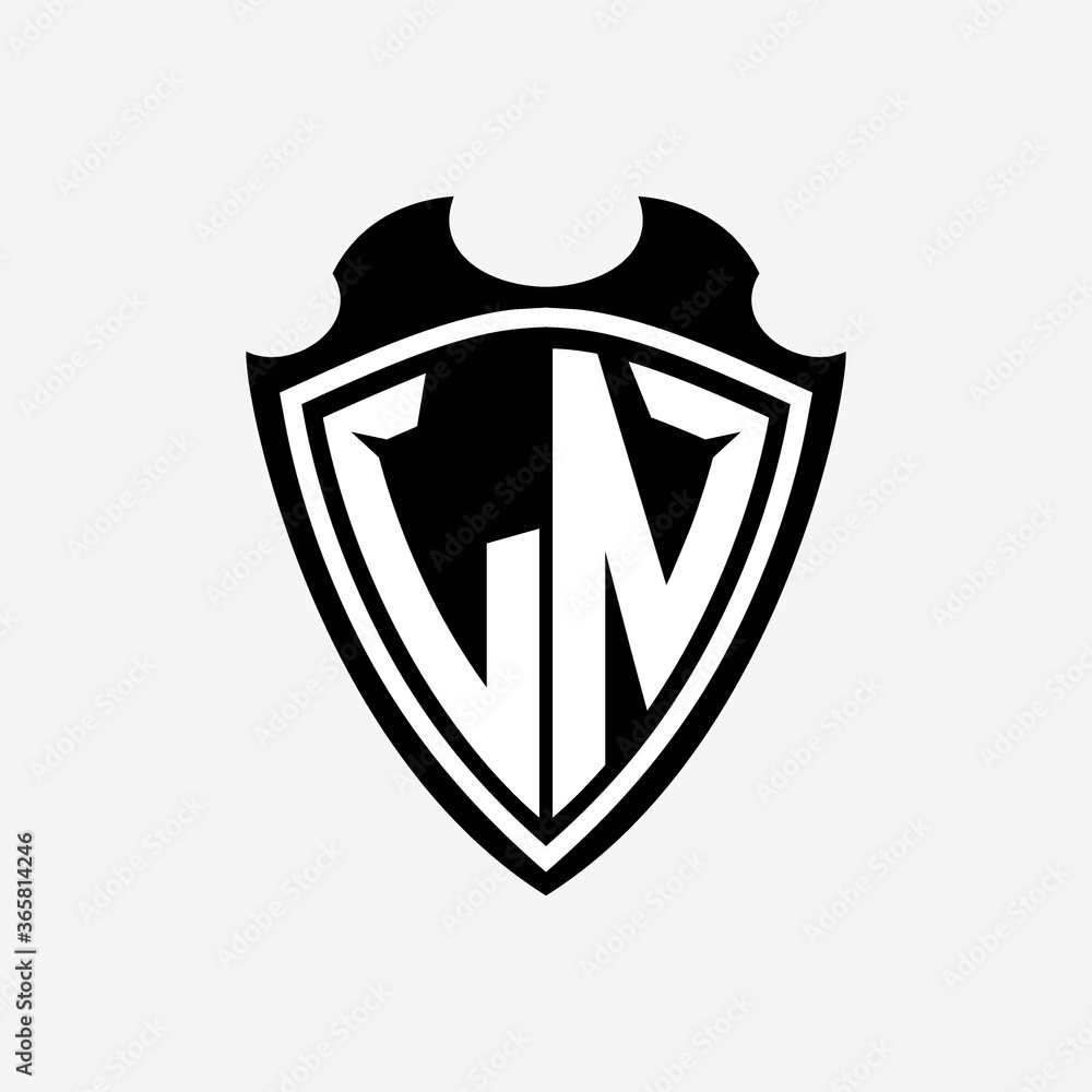 L N initials monogram logo shield designs a modern L N initials monogram logo shield designs a modern