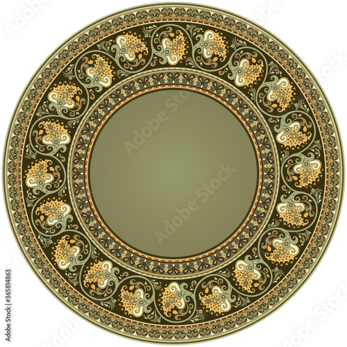 Vector abstract ornamental nature ethnic round frame © KTVector