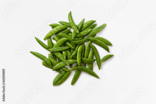 a bunch of green beans on white background