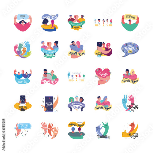 set of symbol of international youth day celebration