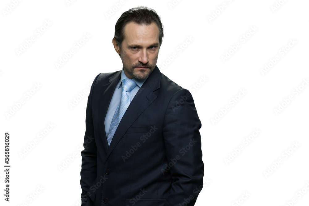 Portrait of middle aged businessman. Successful boss isolated on white background. Portrait of middle aged businessman. Successful boss isolated on white background.