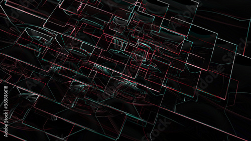 Black abstract geomeric background, 3D rendering photo