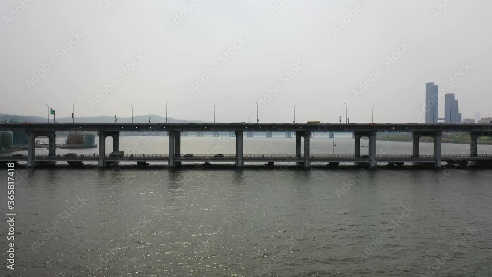 Asia Korea Seoul, Seocho-gu Banpo high-rise apartments, Banpo Bridge traffic, Saebitseom view, Asia Korea Seoul, Seocho-gu Banpo high-rise apartments, Banpo Bridge traffic, Saebitseom view,