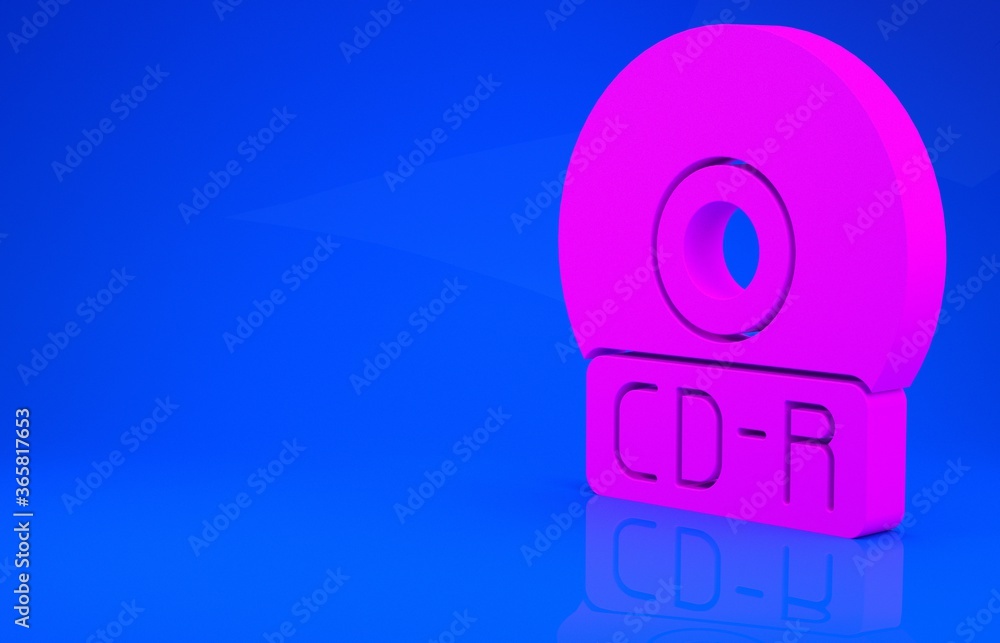 Pink CD or DVD disk icon isolated on blue background. Compact disc sign. Minimalism concept. 3d illustration. 3D render. Pink CD or DVD disk icon isolated on blue background. Compact disc sign. Minimalism concept. 3d illustration. 3D render.