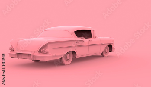 3D rendering pink car on a pink background