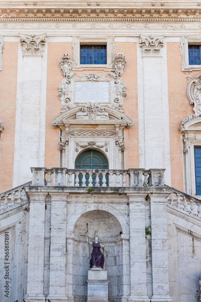 ROME, ITALY - 2014 AUGUST 18. Palace of the Senators in Piazza del Campidoglio, Capitoline Square, on the Capitoline Hill.