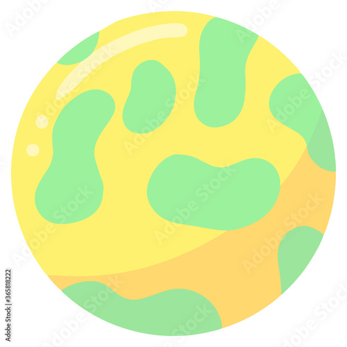 Cartoon Illustration of An Imaginary Plant in Space for Logo or Icon