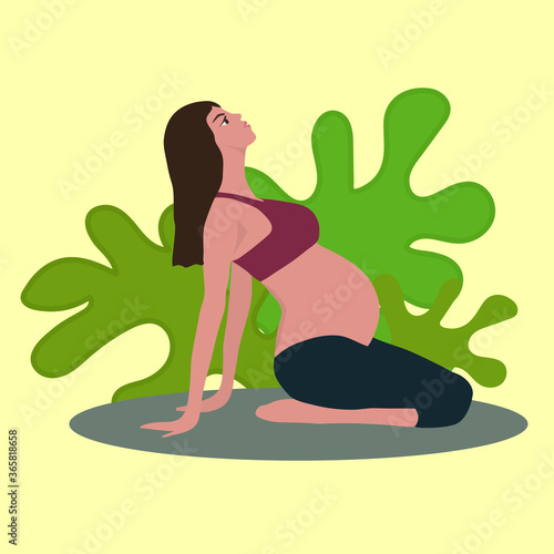 Pregnant woman exercising at home
