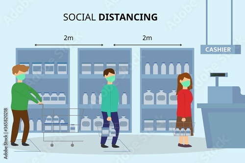 Illustration vector design of social distancing market