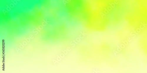 Light Green, Yellow vector backdrop with cumulus. Abstract illustration with colorful gradient clouds. Colorful pattern for appdesign.