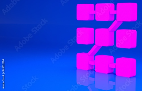 Pink Graphic password protection and safety access icon isolated on blue background. Security, safety, protection, privacy concept. Minimalism concept. 3d illustration. 3D render..