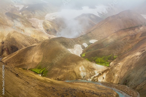 Breathtaking landscape of Kerlingarfjoll, a 1,477m tall mountain range in Iceland in the Highlands of Iceland. They are part of a large tuya volcano system of 100 km2. photo