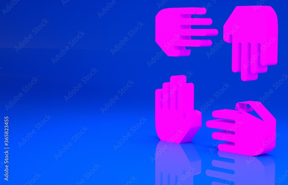 Obraz premium Pink Project team base icon isolated on blue background. Business analysis and planning, consulting, team work, project management. Developers. Minimalism concept. 3d illustration. 3D render..