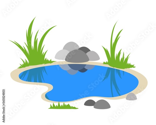 Natural pond cartoon outdoor scene
