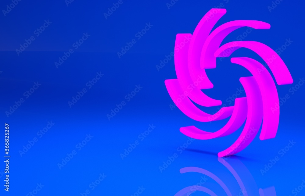 Pink Tornado icon isolated on blue background. Cyclone, whirlwind, storm funnel, hurricane wind or twister weather icon. Minimalism concept. 3d illustration. 3D render.. Pink Tornado icon isolated on blue background. Cyclone, whirlwind, storm funnel, hurricane wind or twister weather icon. Minimalism concept. 3d illustration. 3D render..