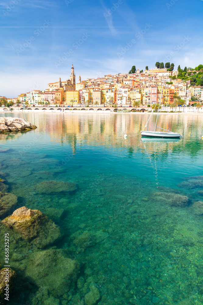 View on colorful town of Menton, Provence-Alpes-Cote d'Azur, France